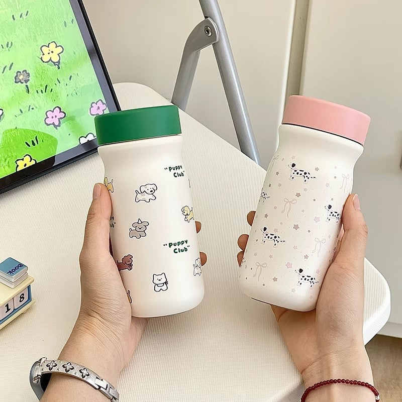 Ladies Insulated Water Bottle with Cute Dog Motif Bowlift