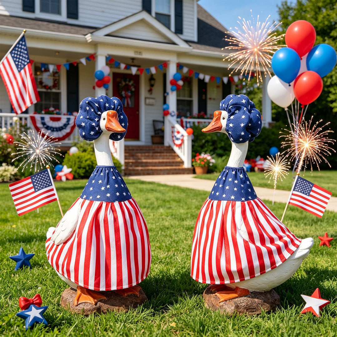 Unisex decorative fabric gander with patriotic costume and removable top hat Bowlift