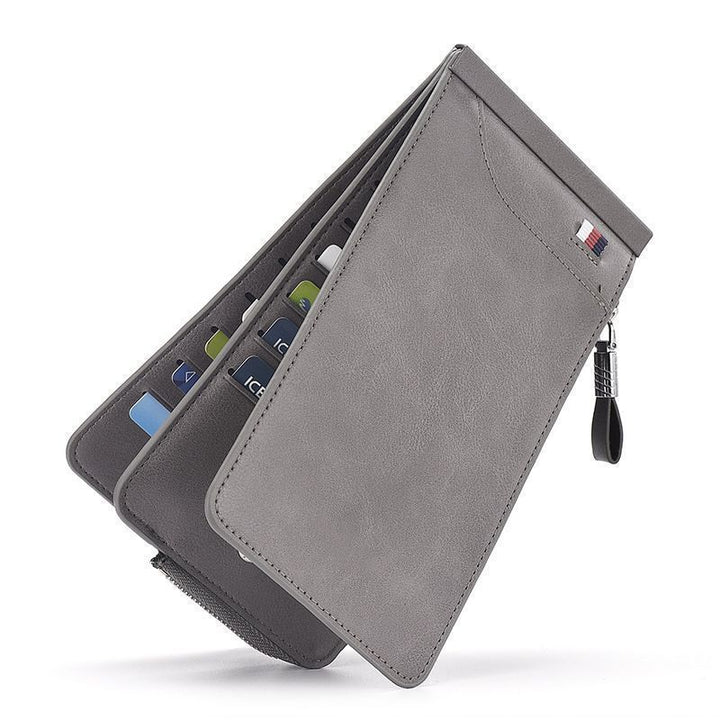 RFID-Blocking Zippered Leather Card Holder Bowlift