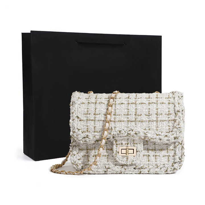 Elegant Tweed Crossbody Bag Bowlift