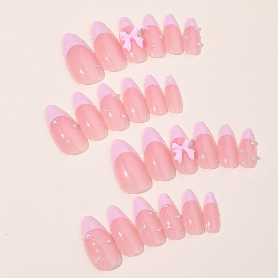 Premium False Nail Set with Elegant French Tip Design Bowlift