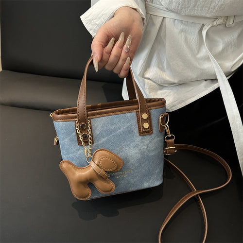 Playful Denim Mini Handheld Tote Bag Bowlift