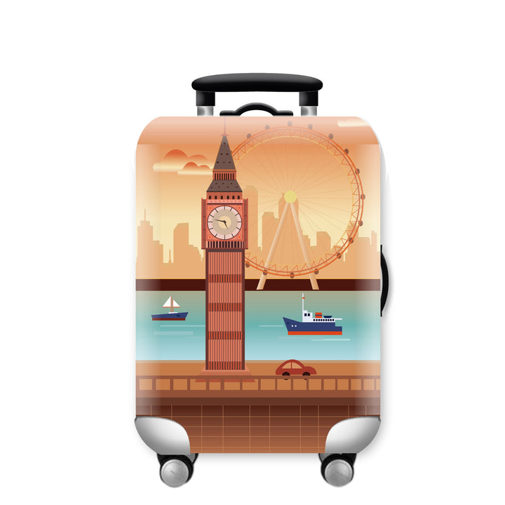 Women Hard Shell Suitcase with Urban Skyline Motif Bowlift