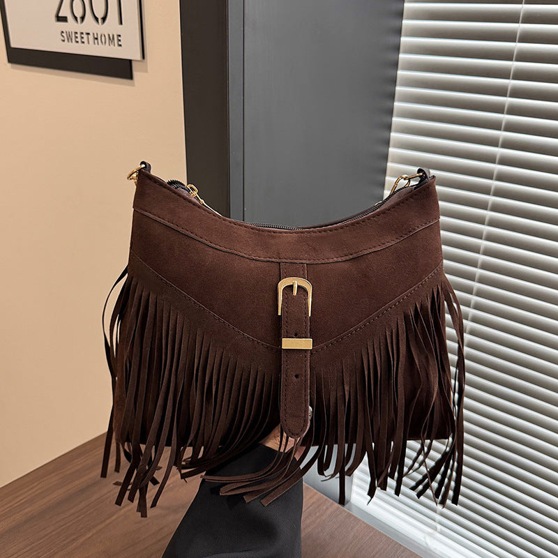 WoSuede Fringe Crossbody Bag Bowlift