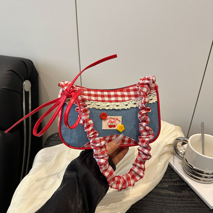 Retro Gingham Mini Crossbody Bag Bowlift