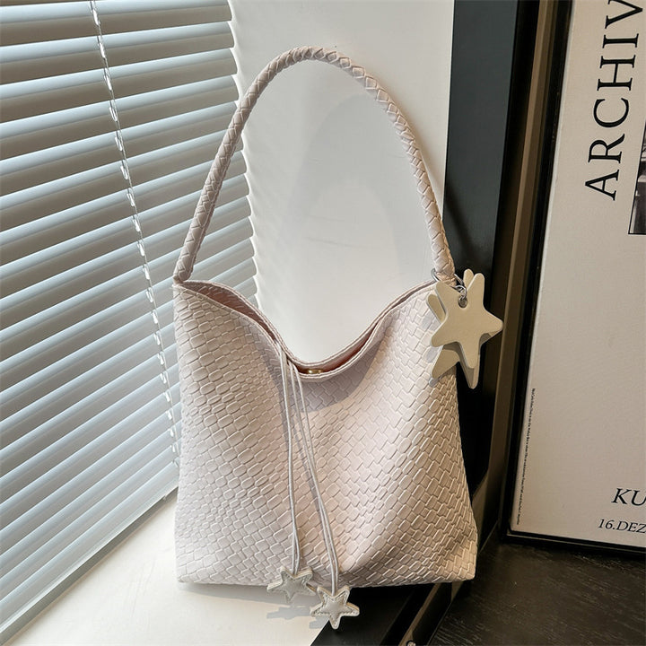 Textured Weave Handheld Shoulder Bag Bowlift