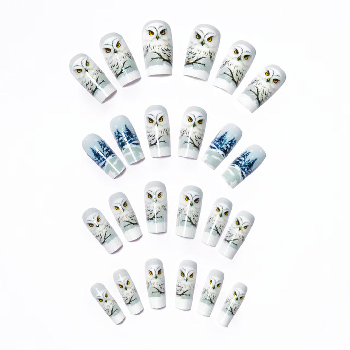 Artificial nails with owl design Bowlift