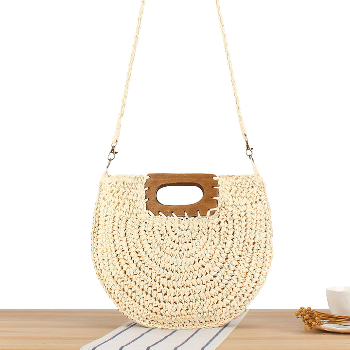 Macrame Crossbody Bag with Wooden Handle Bowlift
