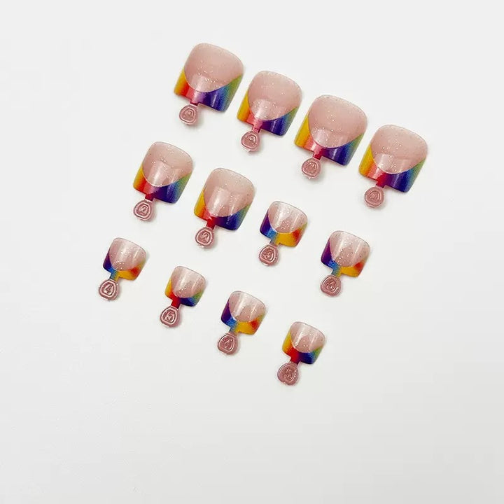 Foot art nail set with creative gradient and shiny accents Bowlift