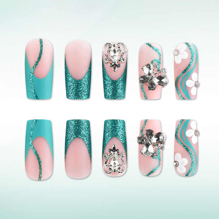 Luxury Crystal-Embellished Press-On Nails Bowlift
