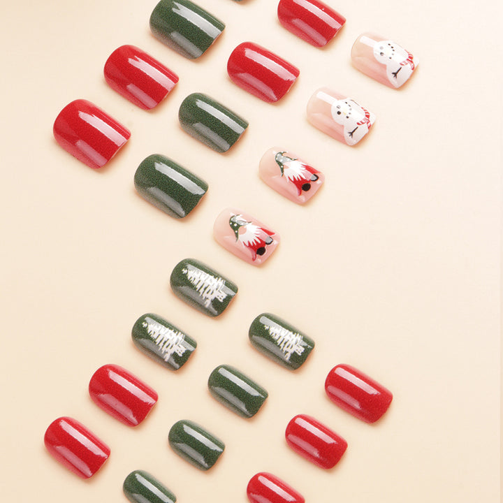 Festive Winter-Themed Press-On Nail Art Bowlift