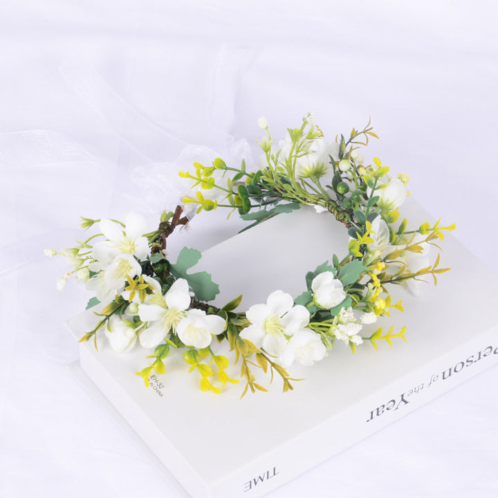 Handmade Romantic Artificial Flower Crown Headband for Bridal and Festival Bowlift