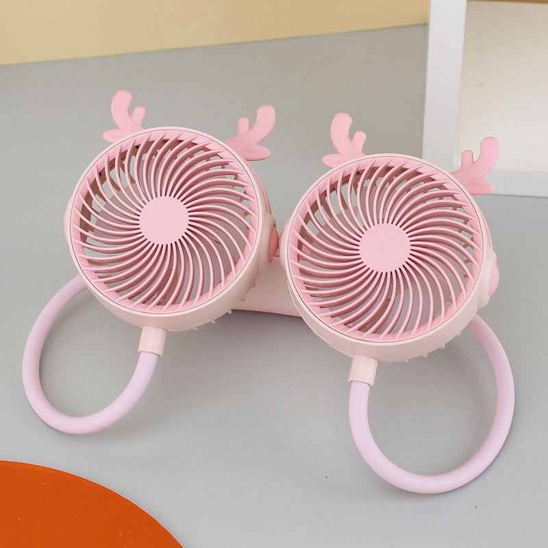 Ladies Portable Neck Fan with Flexible Mount and Dual Fan System Bowlift