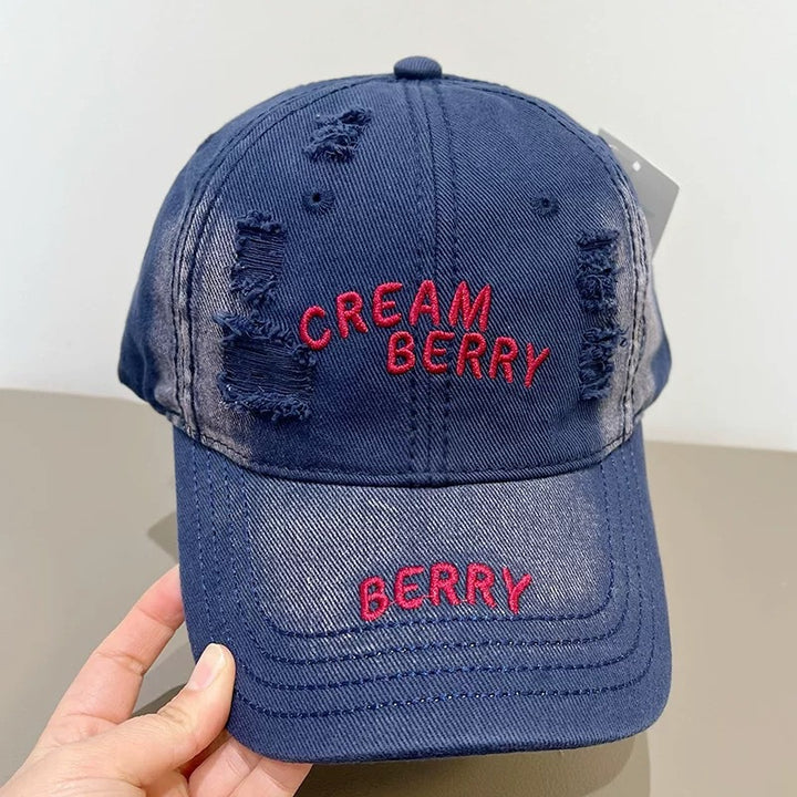 Women's Distressed Denim Baseball Hat Bowlift