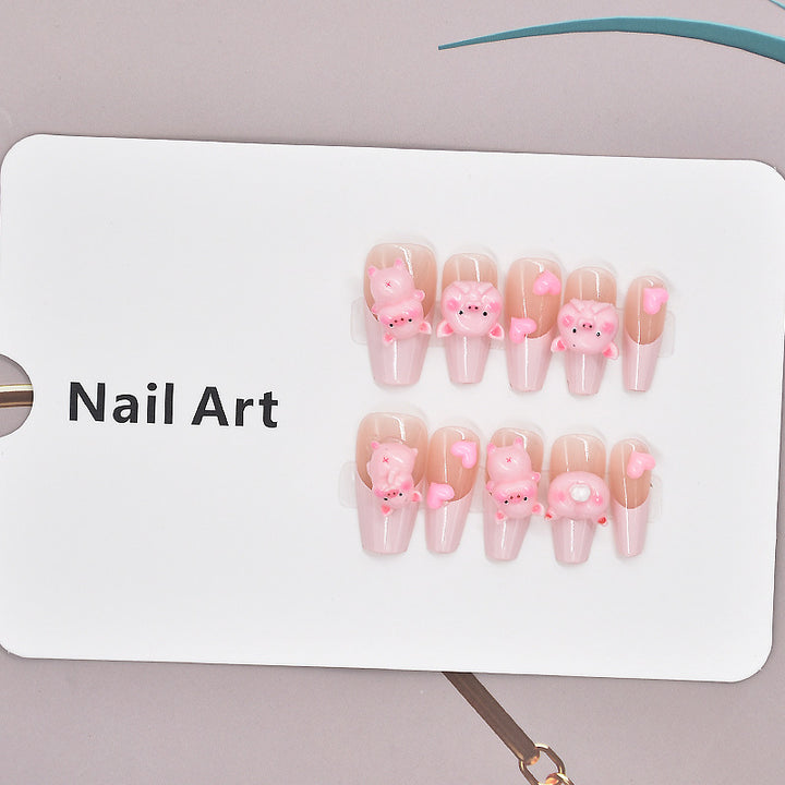 Glamorous Heart-Themed Press-On Nail Set Bowlift