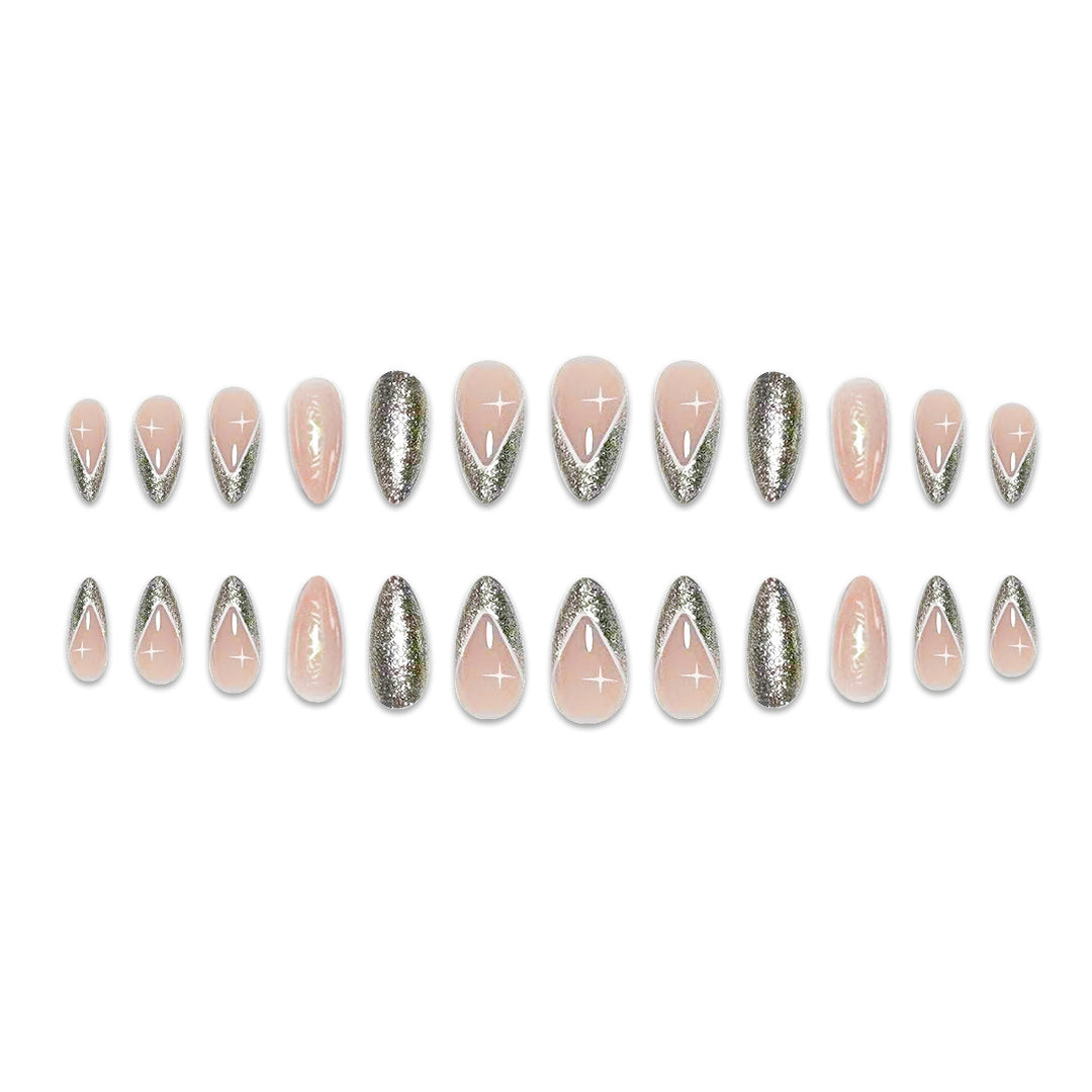 Elegant Stiletto Glitter Nail Enhancements Bowlift