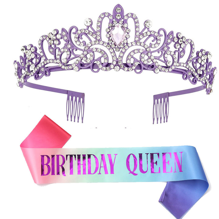 Ladies Glittering Tiara with Sparkling Rhinestones Bowlift