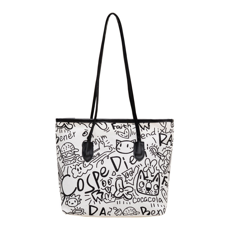 WoArtistic Graphic Print Shoulder Tote Bag Bowlift