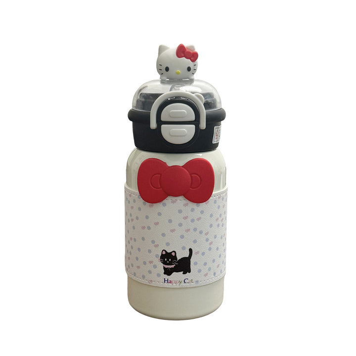 Women's creative water bottle with interactive lid and cute Bowlift design