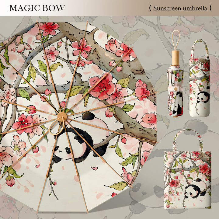Women's elegant folding umbrella with floral design Bowlift