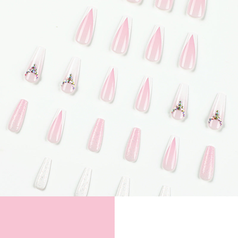 Artful Nail Extensions with Glitter and Rhinestone Accents Bowlift