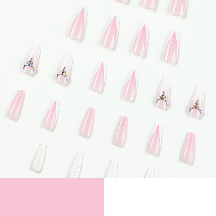 Artful Nail Extensions with Glitter and Rhinestone Accents Bowlift
