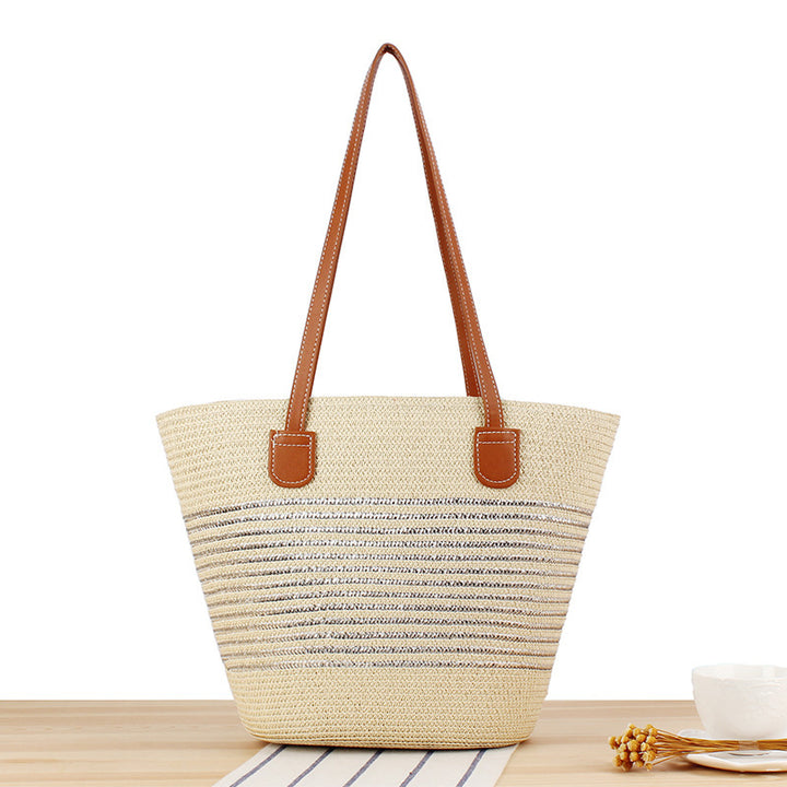 Straw bag in modern stripe look Bowlift