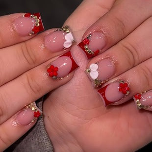 Creative 3D Bow and Pearl Nail Extensions Bowlift