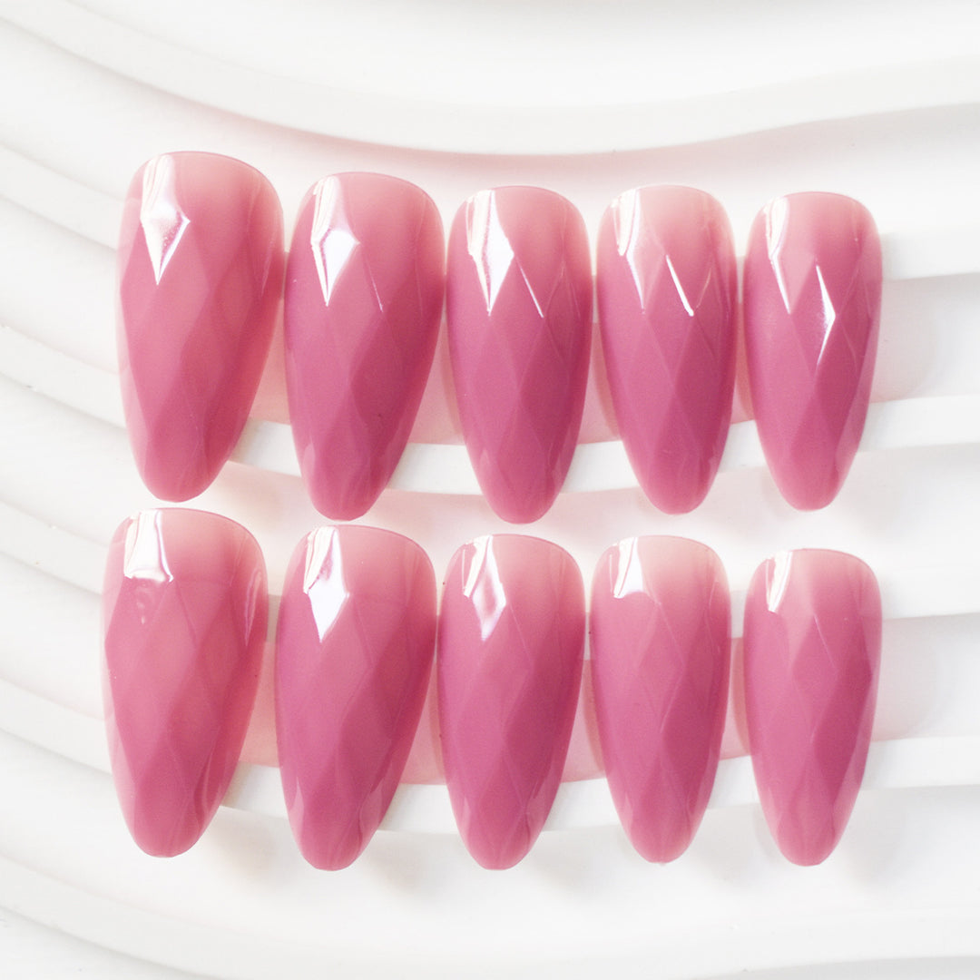 Premium Glossy Diamond-Shaped Press-On Nails Bowlift