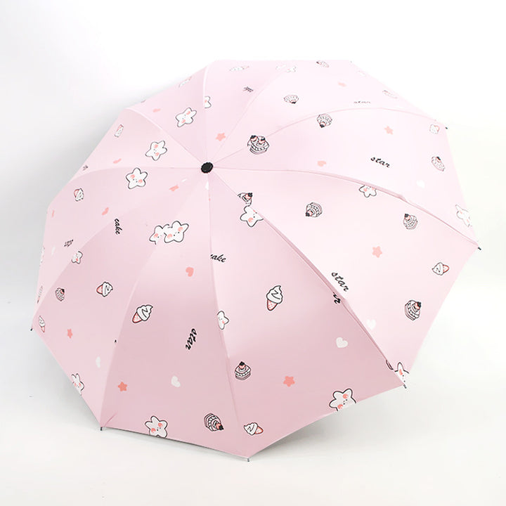 Women's Folding Umbrella with Playful Dessert Motif Bowlift