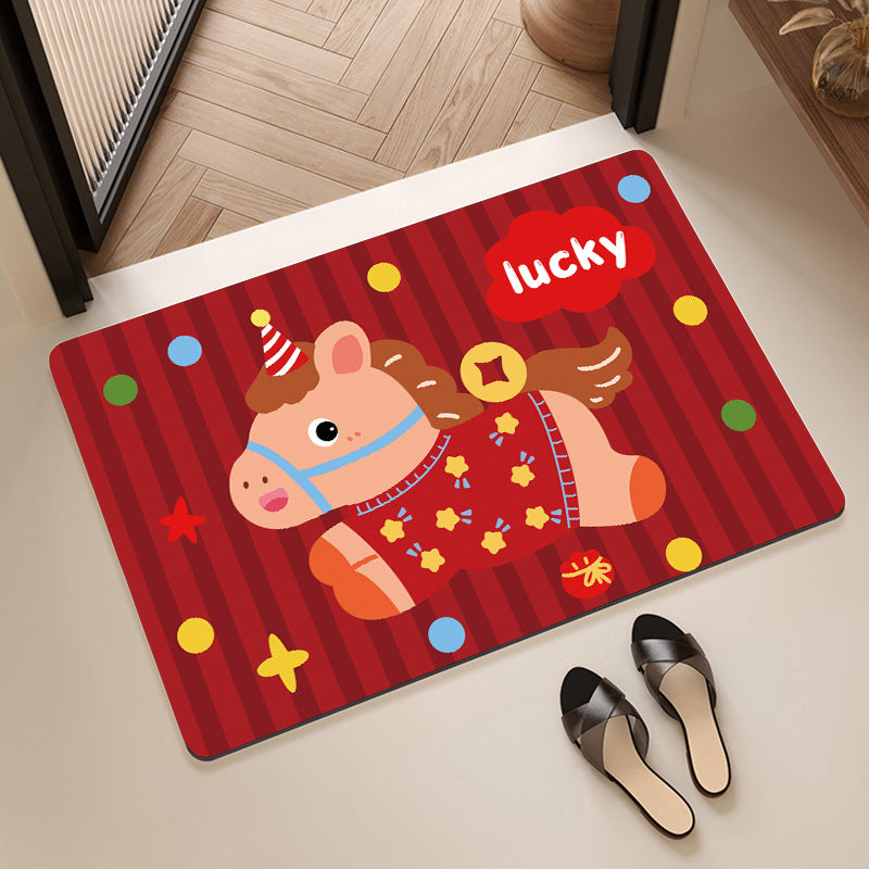 Playful Horse-Themed Memory Foam Bath Mat Bowlift