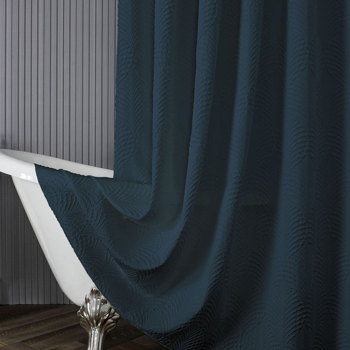 Textured Leaf Motif Shower Curtain Bowlift