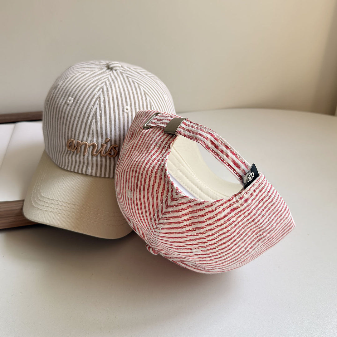 Women's Striped Cotton Baseball Cap Bowlift