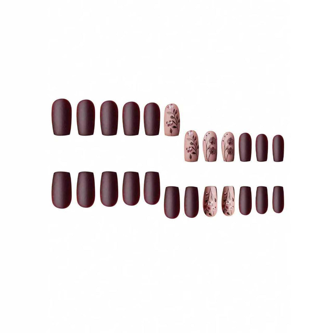 Artistic Floral Matte Nail Design Bowlift