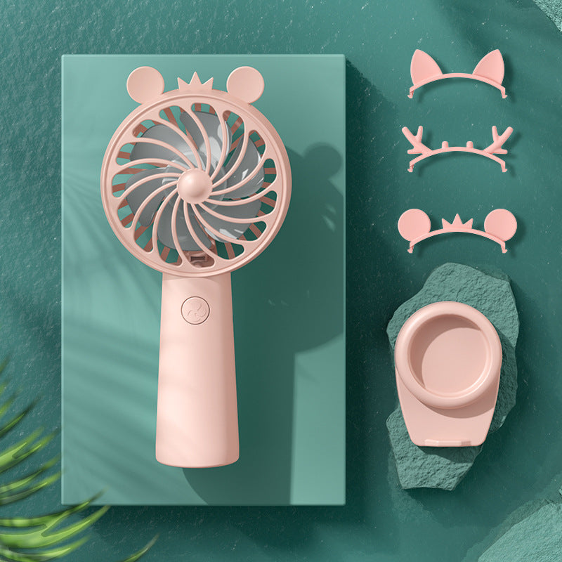Ladies Portable Mini Hand Fan with Creative Ear Design Bowlift