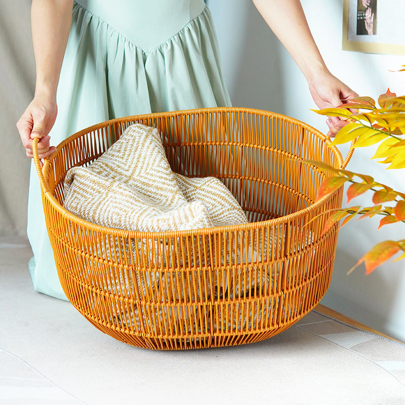 Women Braided Storage Basket with Practical Handles Bowlift