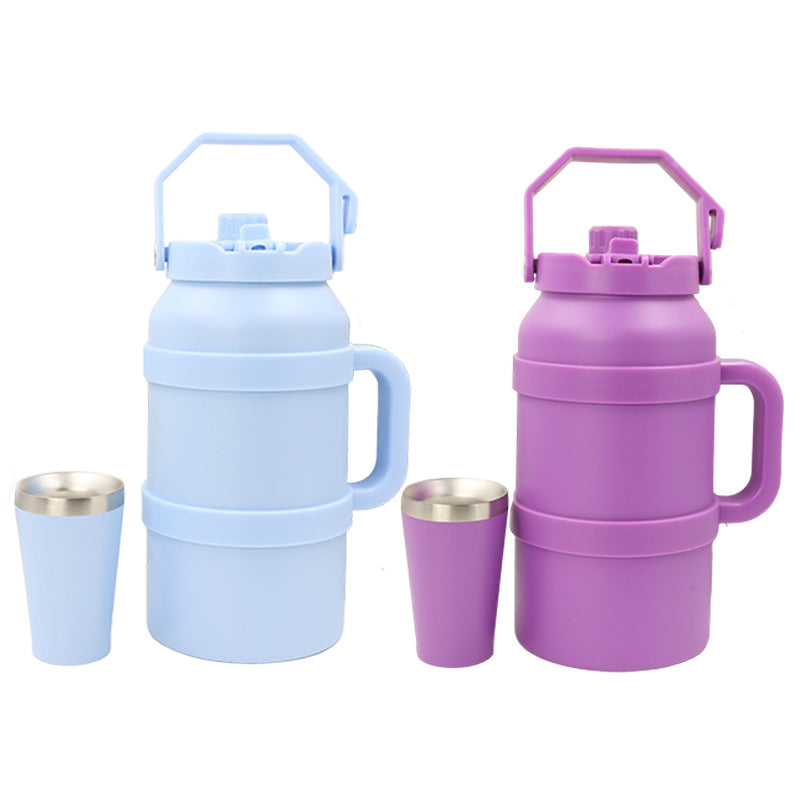 Ladies Insulated Stainless Steel Thermo Bottle with Practical Carry Handle Bowlift
