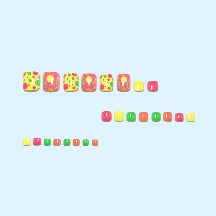 Creative Foot Art Nails with Colorful Dot Design Bowlift