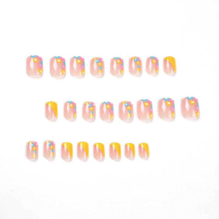 Artful Nail Extensions with Floral Pattern Bowlift
