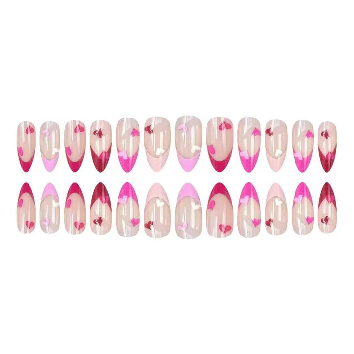 Artificial nail set with romantic heart designs Bowlift