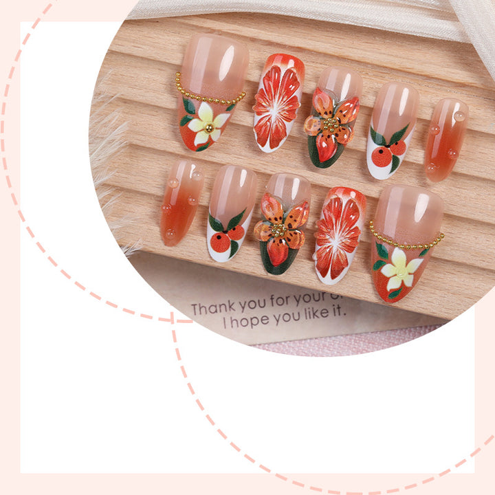 Floral Themed Press-On Nail Set Bowlift