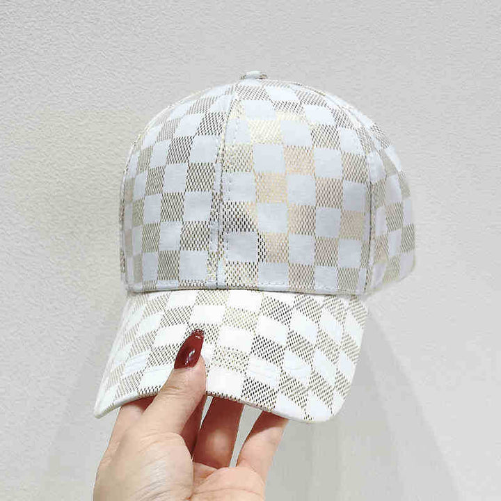 Women's Stylish Checkered Pattern Baseball Cap Bowlift