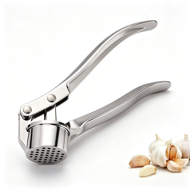 Heavy-Duty Stainless Steel Garlic Press with Ergonomic Leverage Handle Bowlift