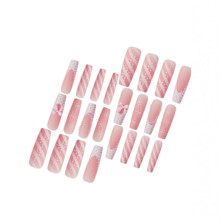 Decorative Press-On Nail Art with Pearl and Bow Accents Bowlift