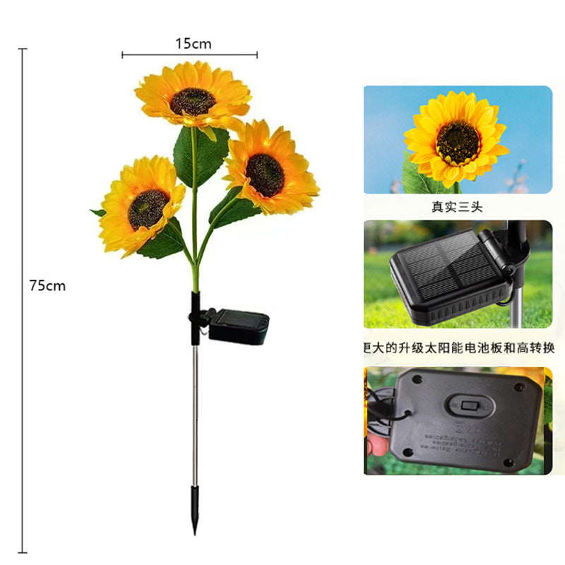 Solar-Powered Outdoor Garden Stake Lights With Realistic Sunflower Blooms And Waterproof Solar Controller Bowlift