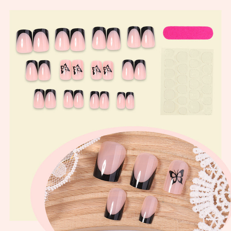 Decorative Press-On Nail Set with Elegant Bow Accents Bowlift