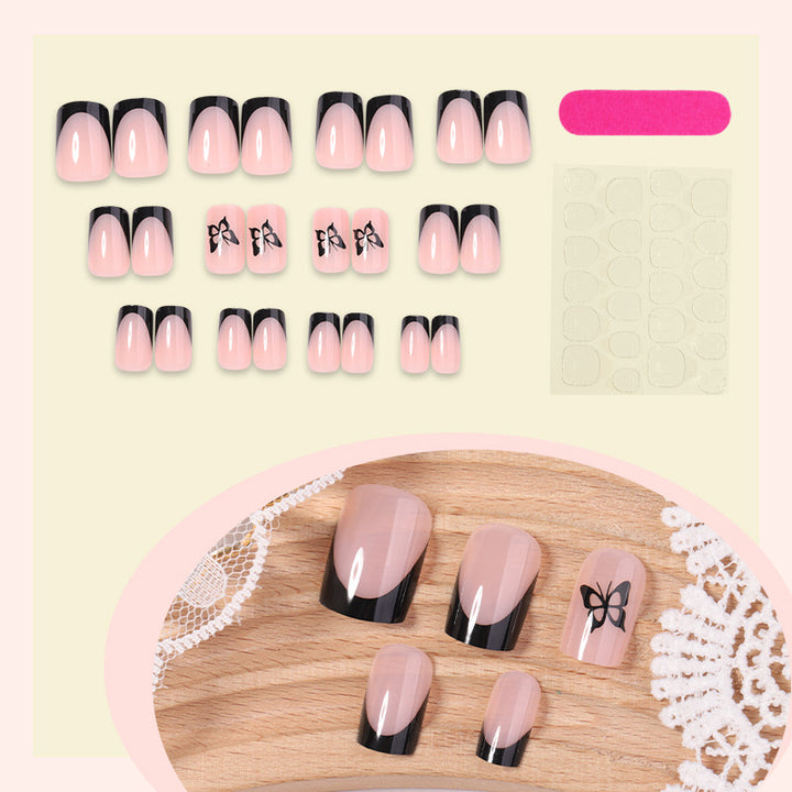 Decorative Press-On Nail Set with Elegant Bow Accents Bowlift