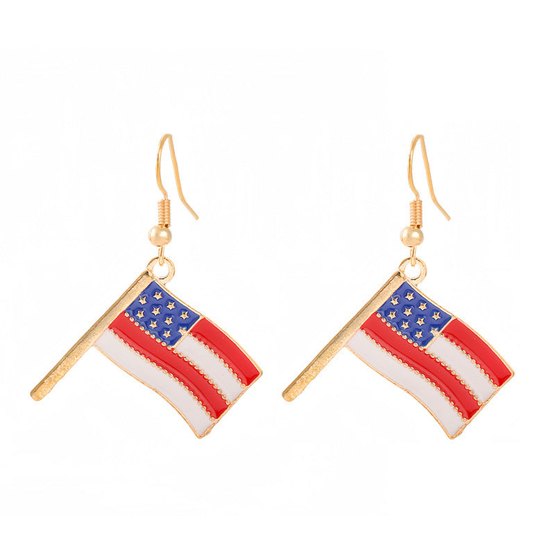 Women's nan patriotic horseshoe enamel dangle earrings with star-accented design and fishhook findings Bowlift