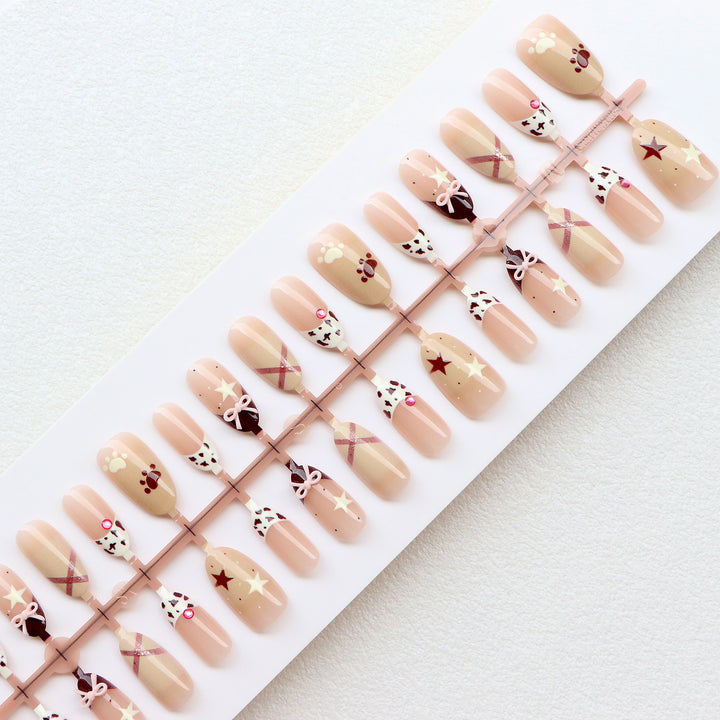 Thematic Press-On Nail Art Set with Charming Designs Bowlift