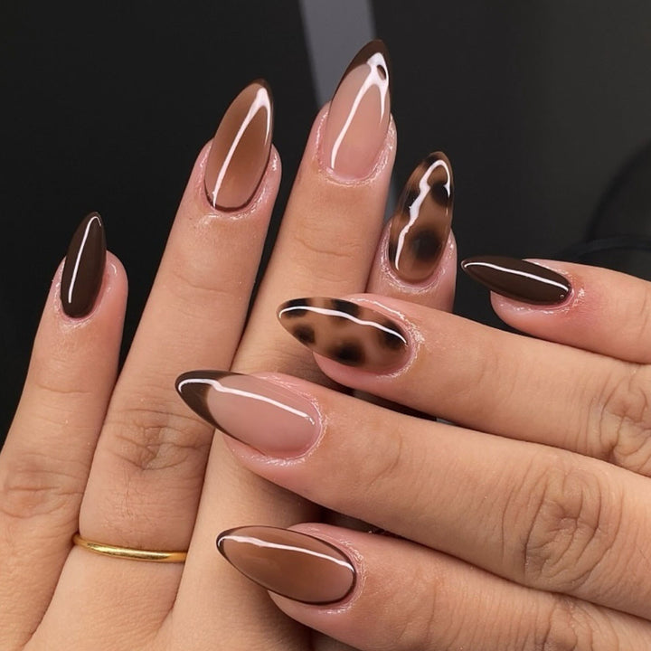 Elegant Artificial Nails in Fashionable Mink Brown Color Bowlift